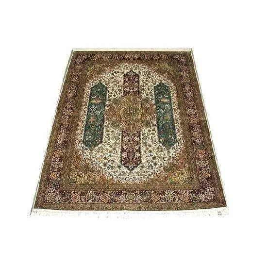 One Of The Kind Kashmiri Hand-Knotted Silk Rug 7'0" x 5'2"